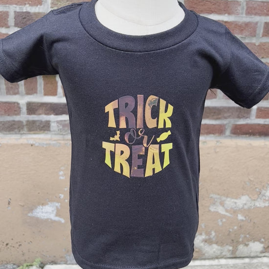 Trick or Treat vinyl on black tshirt