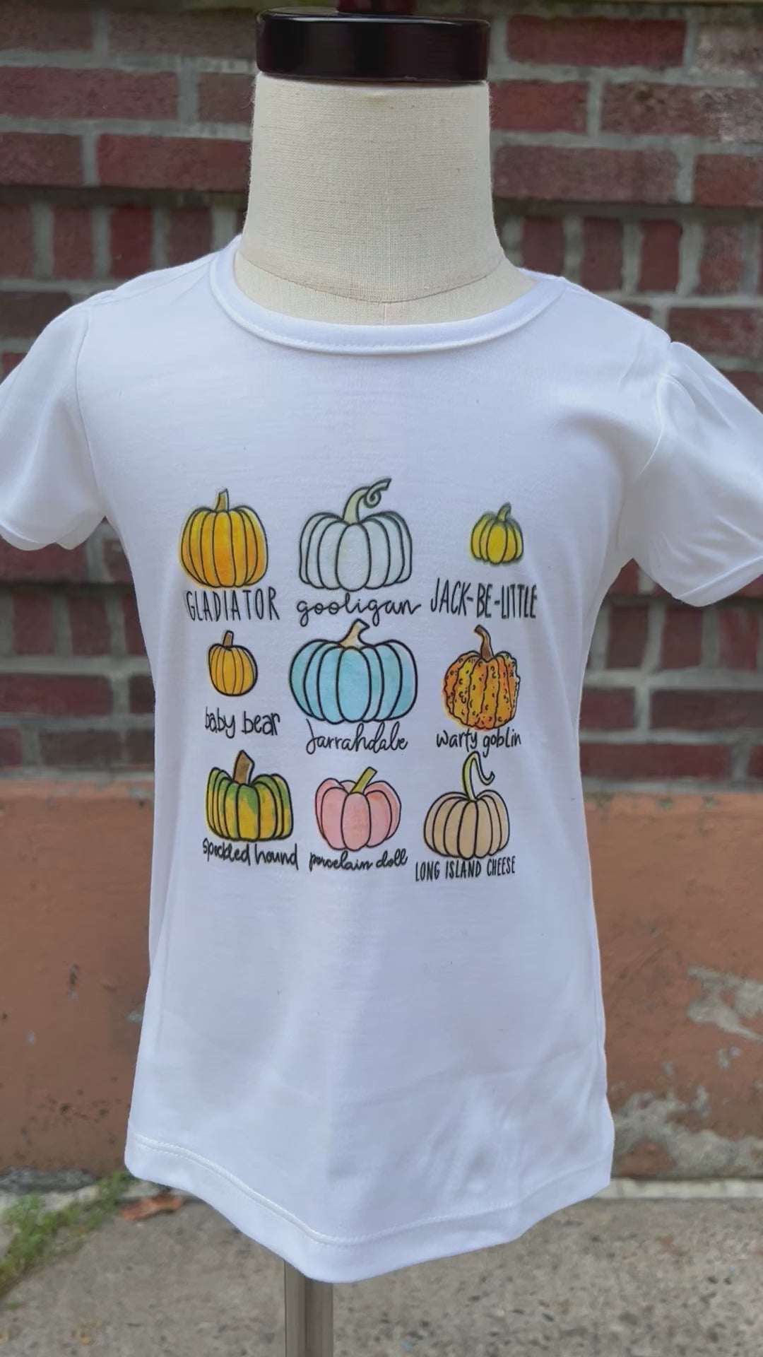 Video of Pumpkins design on white tshirt