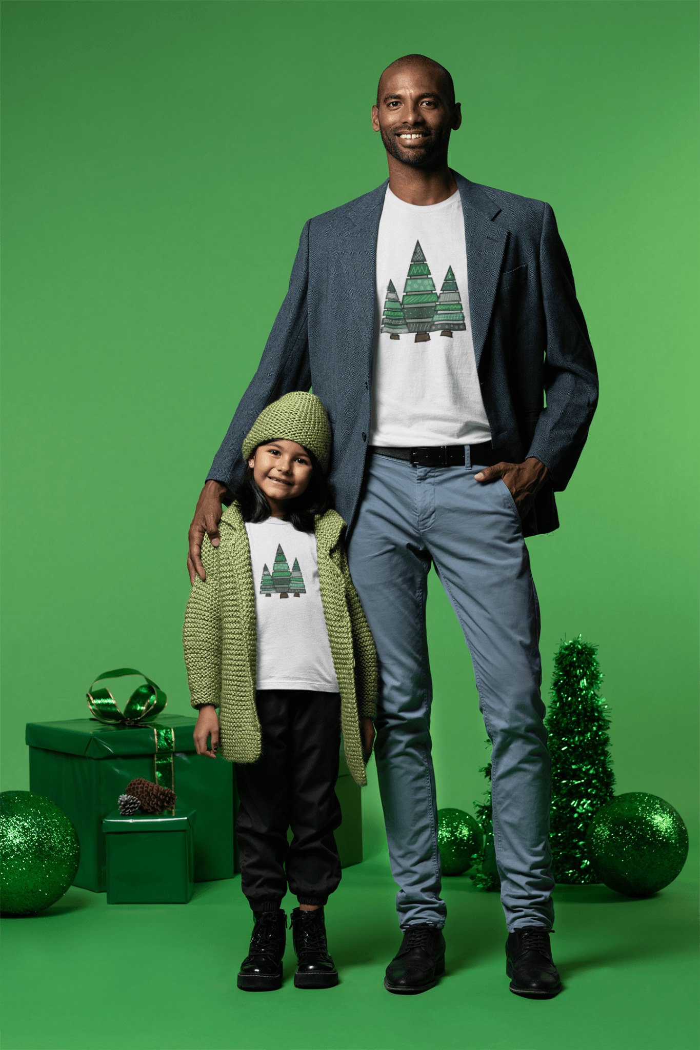 Christmas Tree Trio Short Sleeve Tee - numonet