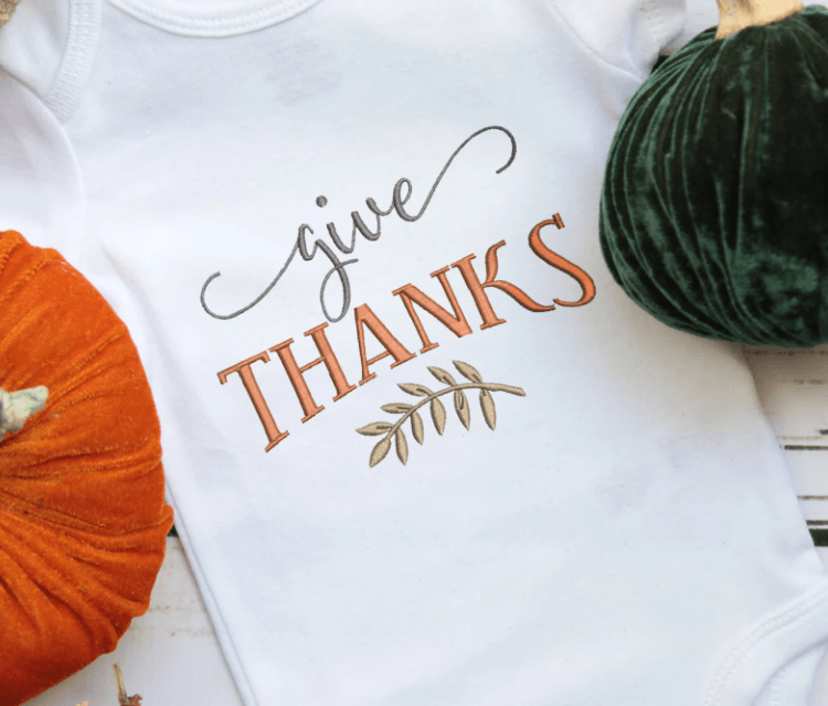 Give Thanks Embroidery Tshirt - numonet