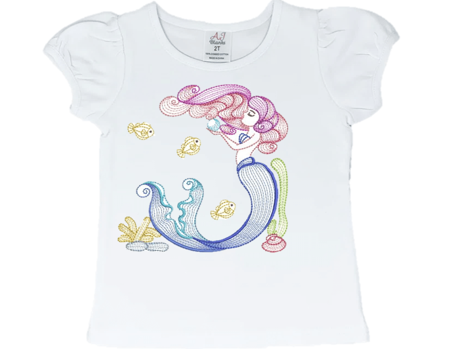 Mermaid Pennie Embroidery T-Shirt - numonet