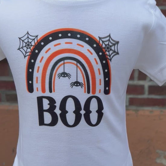 Video of Rainbow Boo design on white tshirt