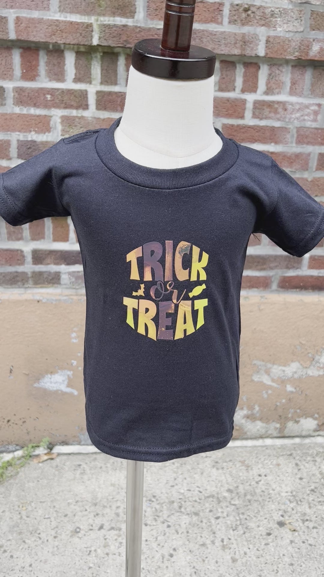 Trick or Treat vinyl on black tshirt