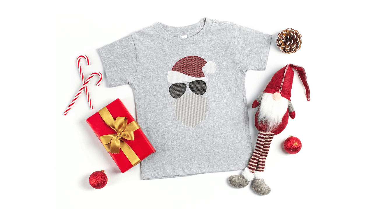 Christmas Santa Claus with Aviator Embroidery T-Shirt - numonet