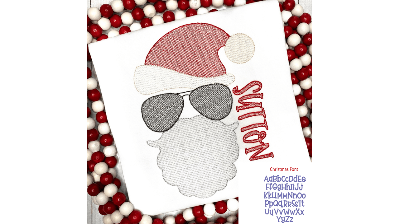 Christmas Santa Claus with Aviator Embroidery T-Shirt - numonet