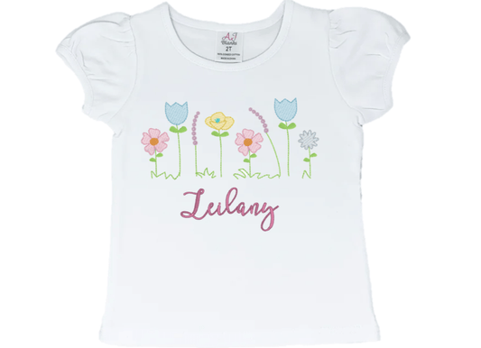 Flowers Embroidery T-Shirt - numonet