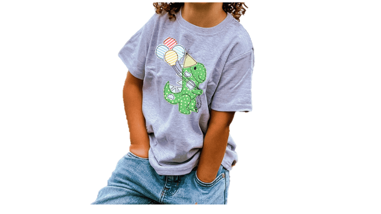 Green and Yellow Polka Dot Dinosaur Embroidery T-Shirt - numonet