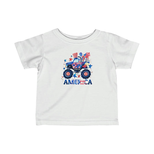 Infant Monster Truck AMERICA Short Sleeve T-Shirt - numonet