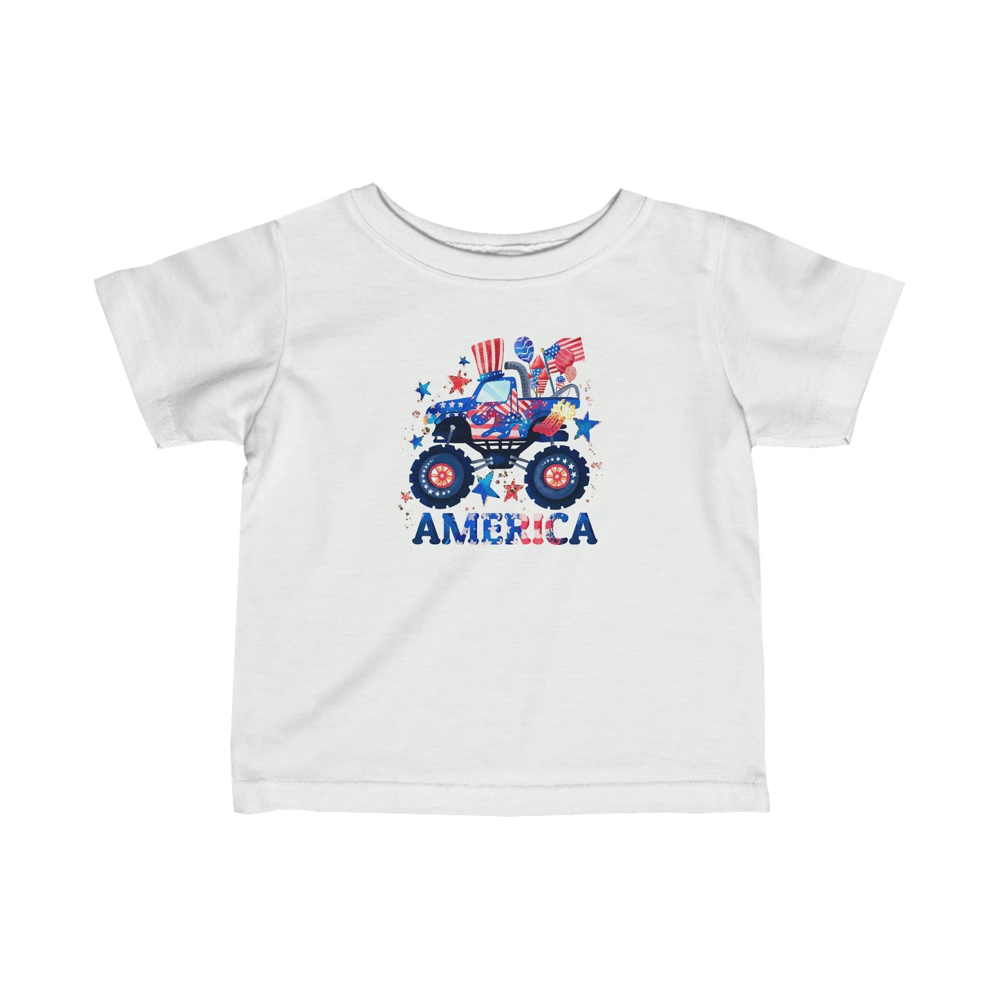 Infant Monster Truck AMERICA Short Sleeve T-Shirt - numonet