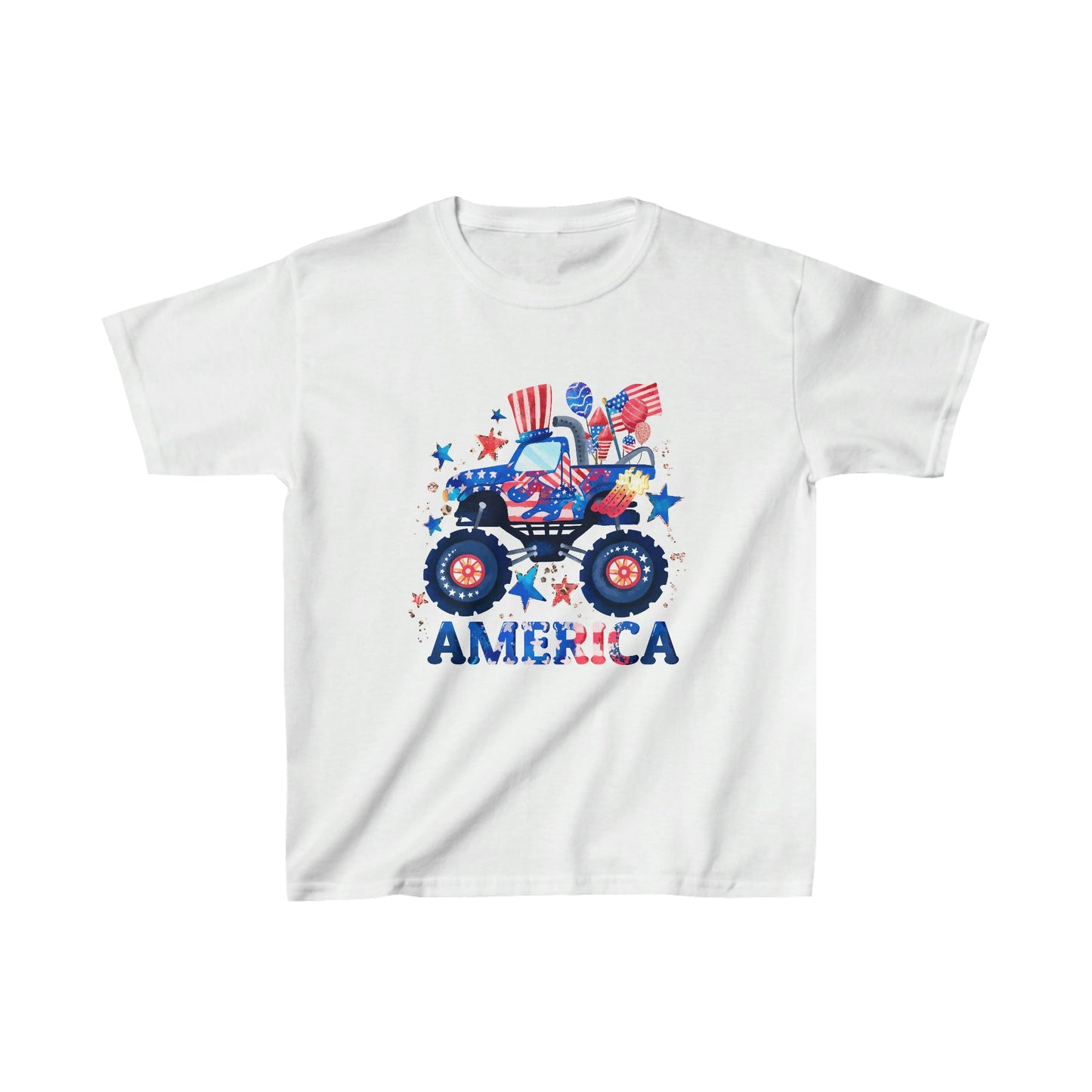 Kids Monster Truck AMERICA Cotton T-Shirt - numonet