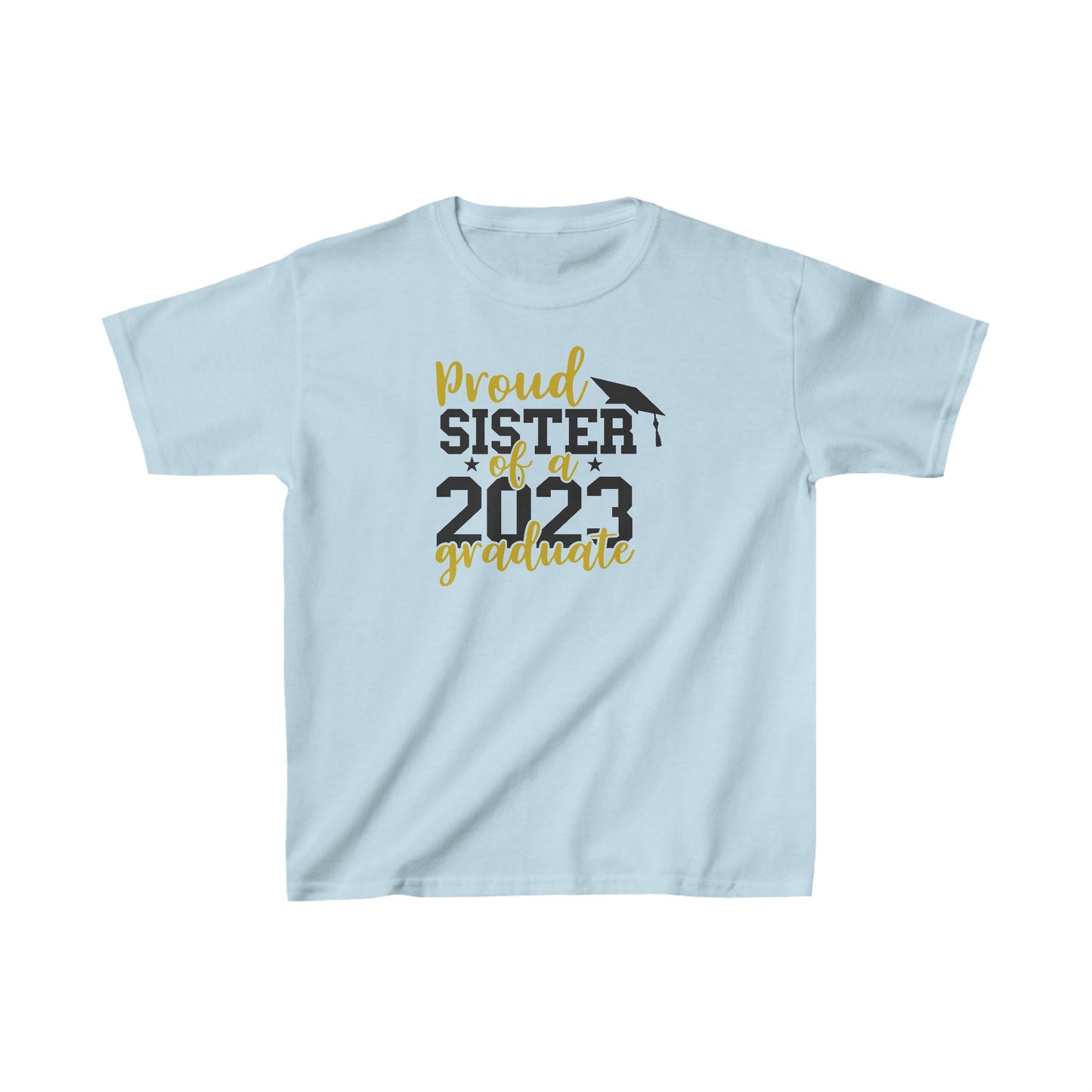 Kids Proud SISTER of 2023 Graduate Short Sleeve Cotton T-Shirt - numonet