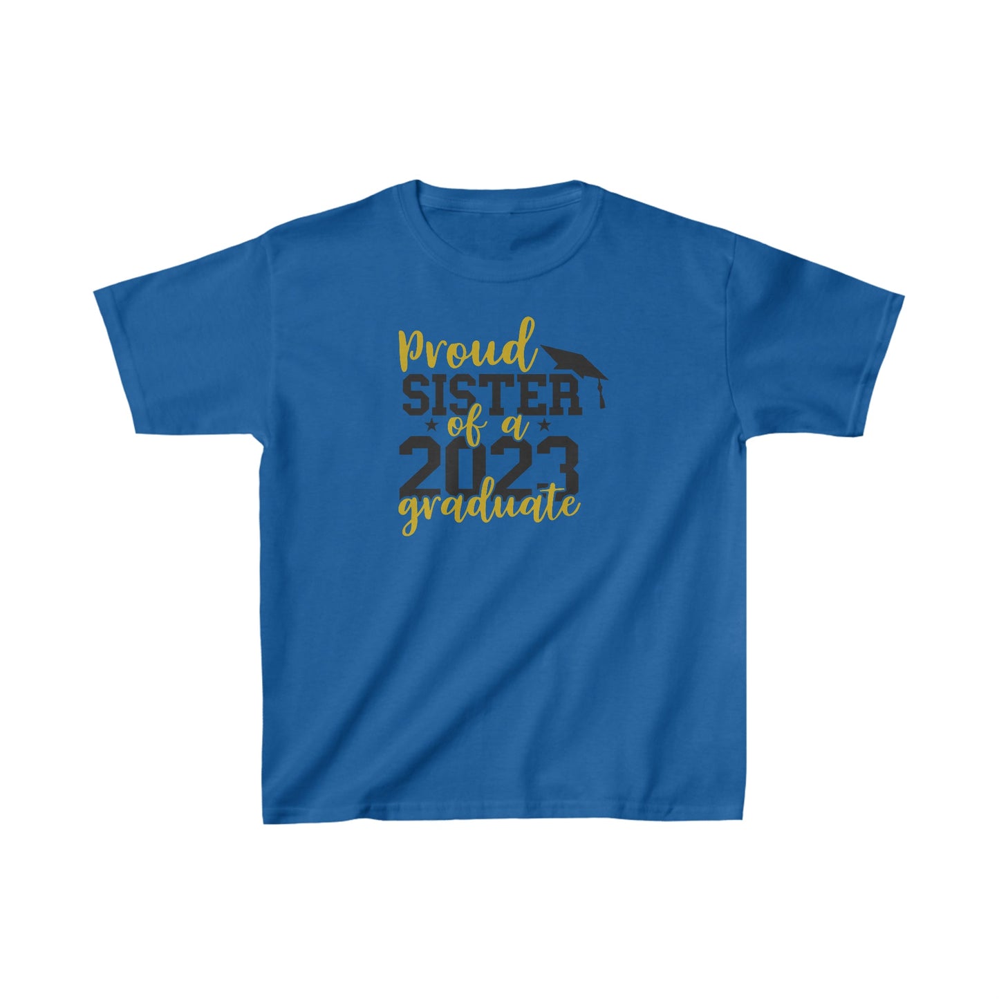 Kids Proud SISTER of 2023 Graduate Short Sleeve Cotton T-Shirt - numonet