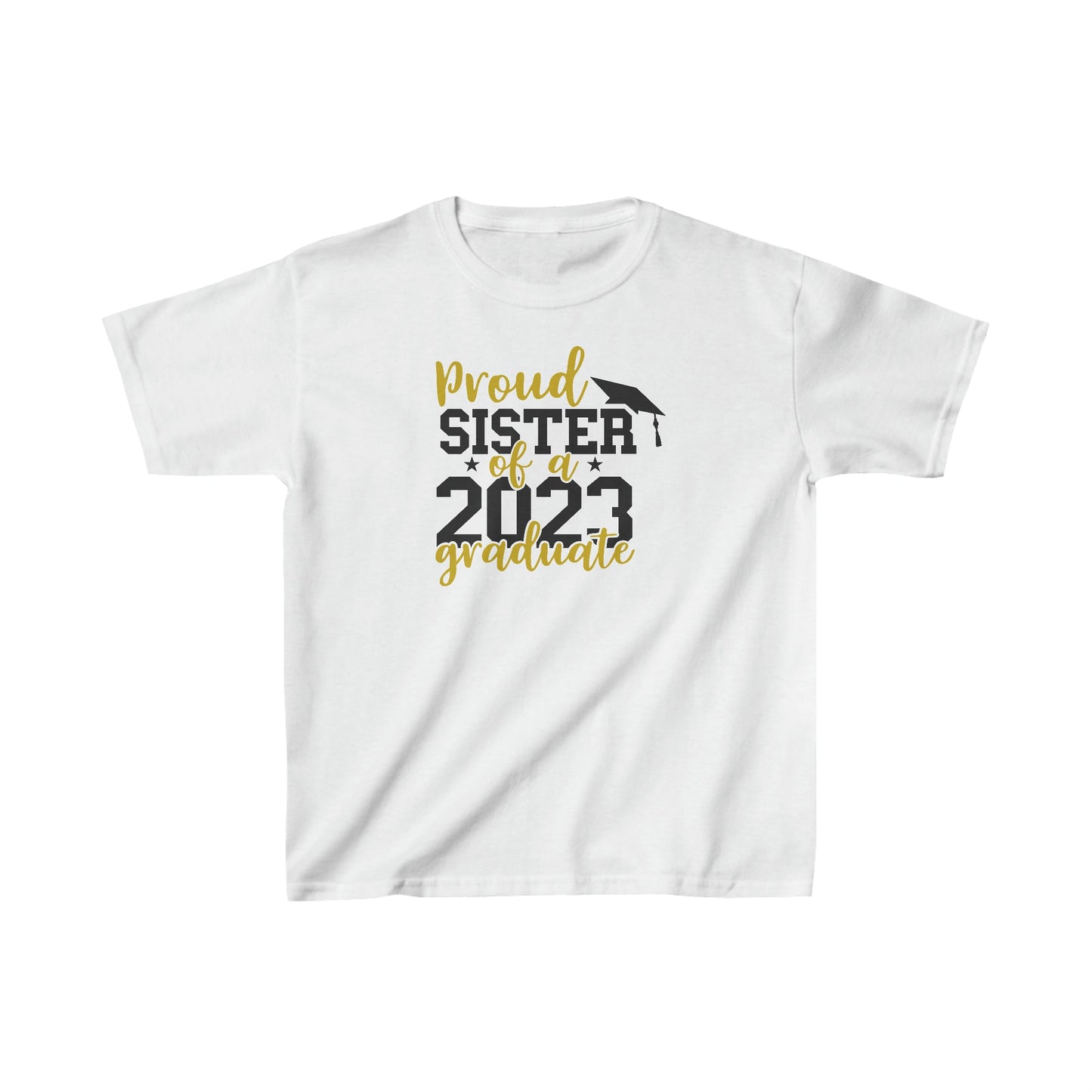 Kids Proud SISTER of 2023 Graduate Short Sleeve Cotton T-Shirt - numonet