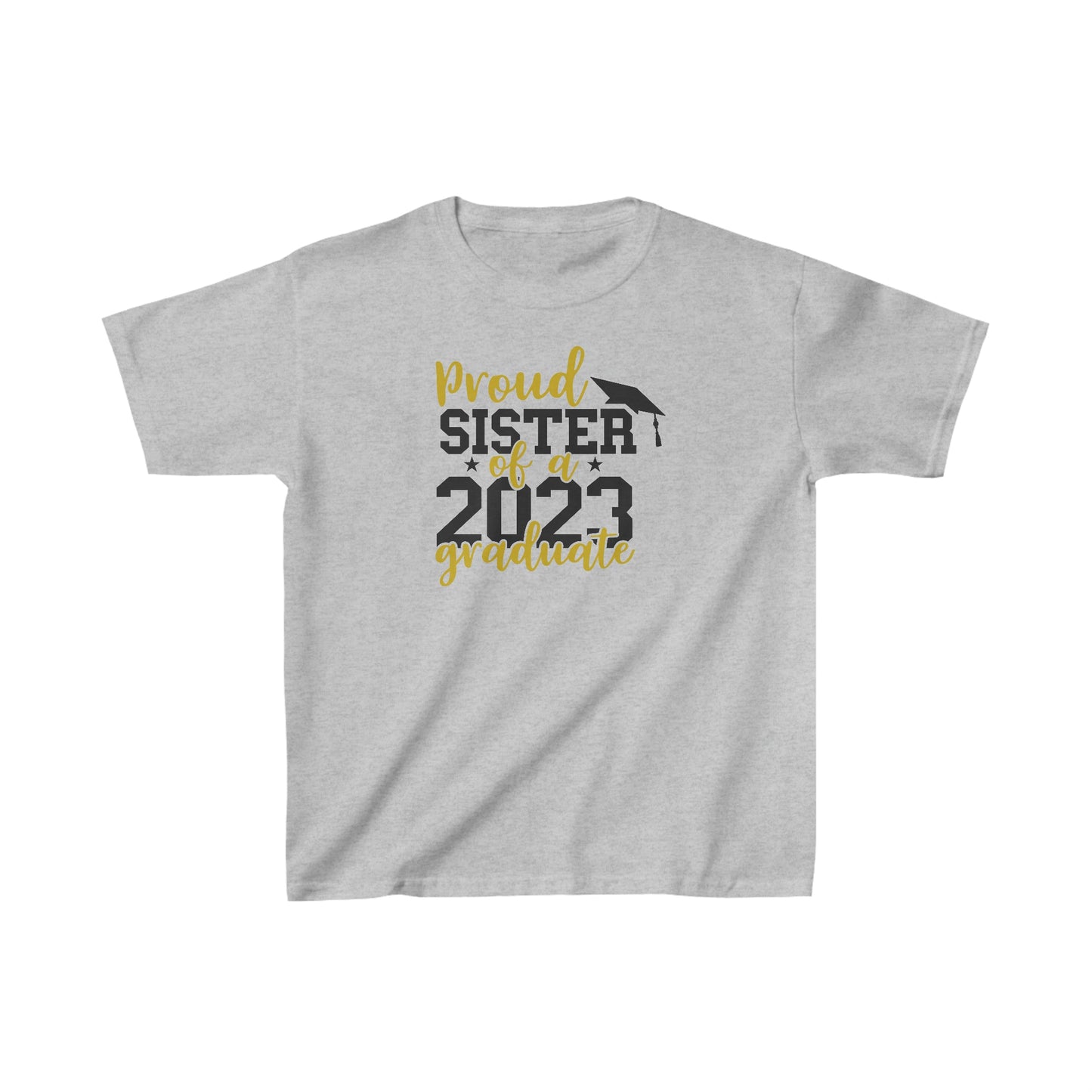 Kids Proud SISTER of 2023 Graduate Short Sleeve Cotton T-Shirt - numonet