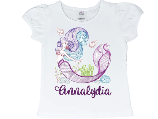 Mermaid Annalydia Embroidery T-Shirt - numonet