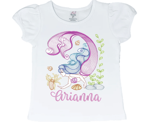 Mermaid Arianna Embroidery T-Shirt - numonet