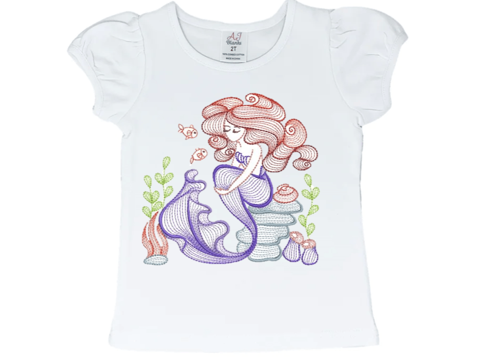 Mermaid Denise Embroidery T-Shirt - numonet