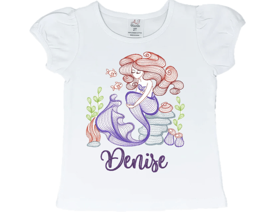 Mermaid Denise Embroidery T-Shirt - numonet