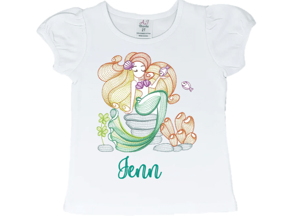Mermaid Jenn Embroidery T-Shirt - numonet