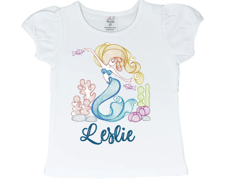 Mermaid Leslie Embroidery T-Shirt - numonet