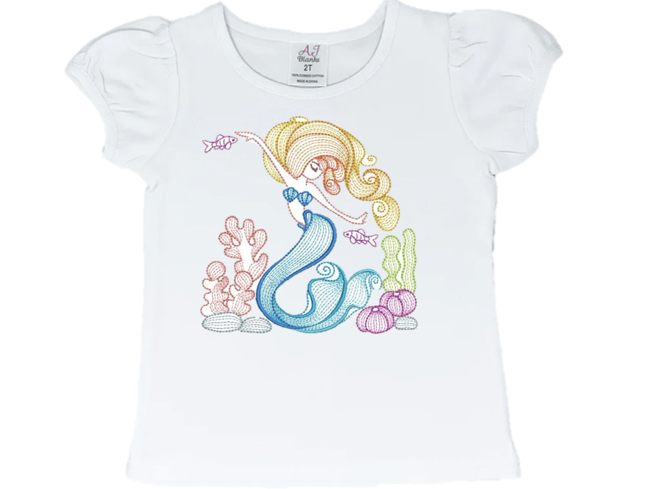 Mermaid Leslie Embroidery T-Shirt - numonet