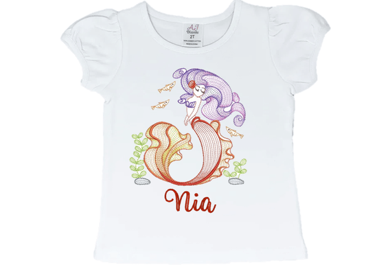 Mermaid Nia Embroidery T-Shirt - numonet