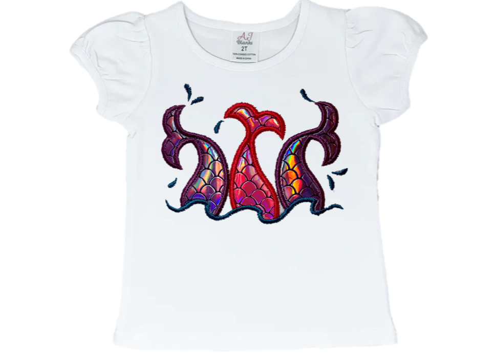 Mermaid Tails Embroidery T-Shirt - numonet