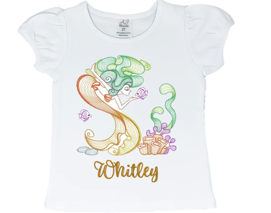 Mermaid Whitley Embroidery T-Shirt - numonet