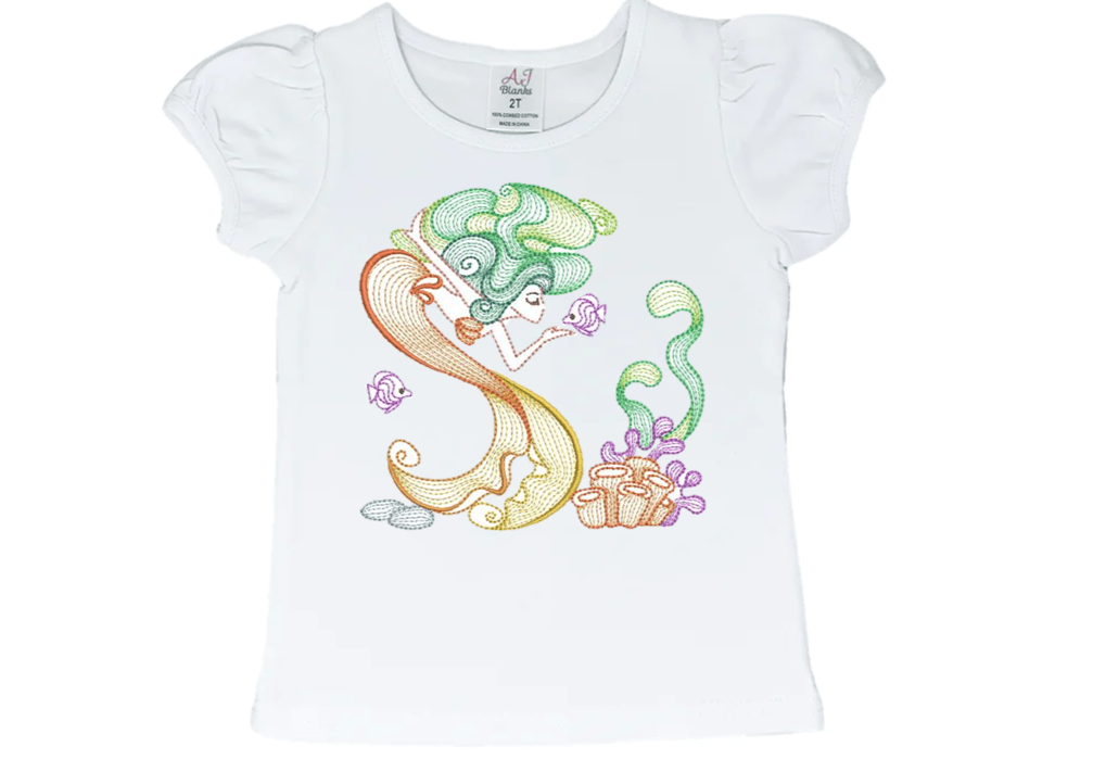 Mermaid Whitley Embroidery T-Shirt - numonet