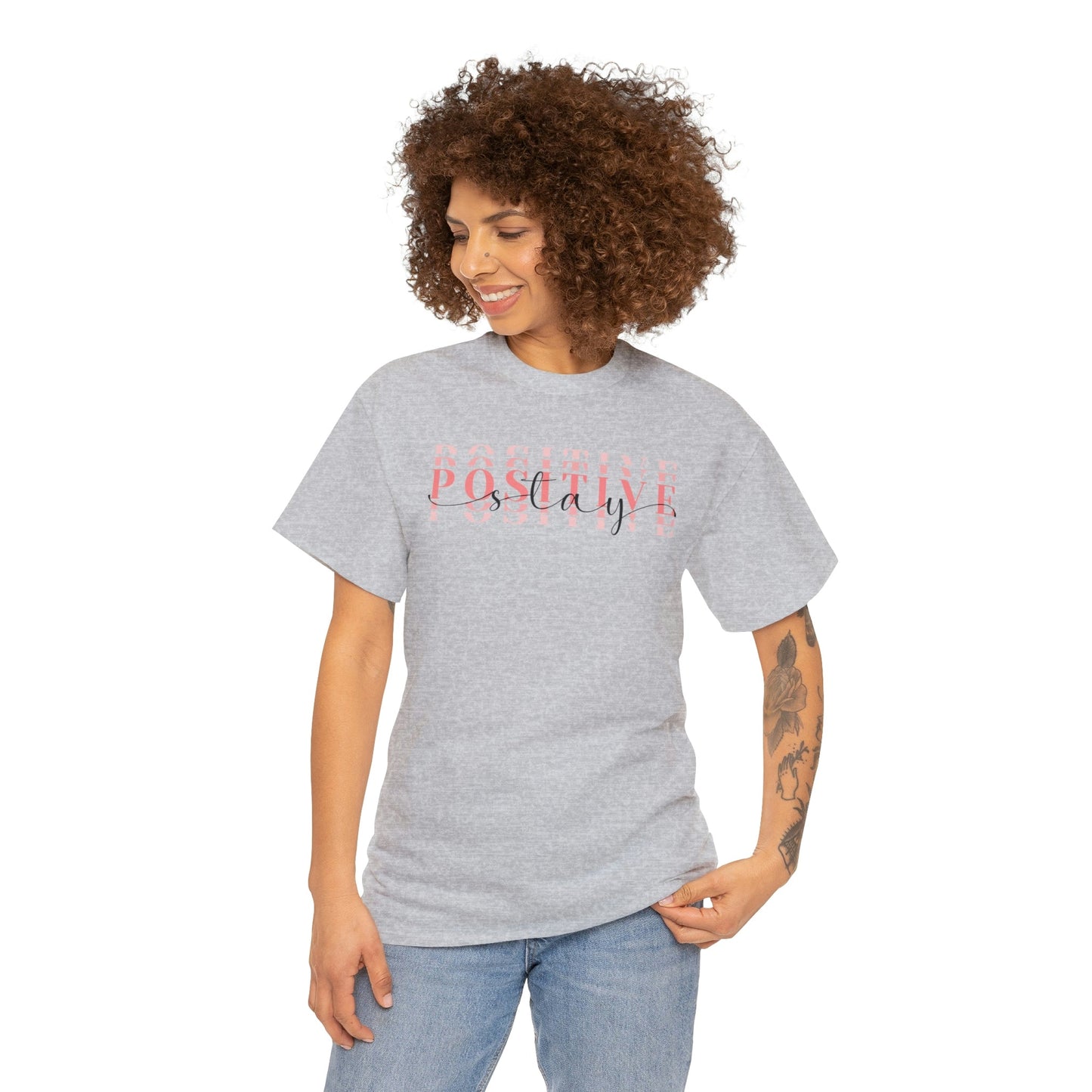 Stay Positive Short Sleeve Cotton T-Shirt - numonet