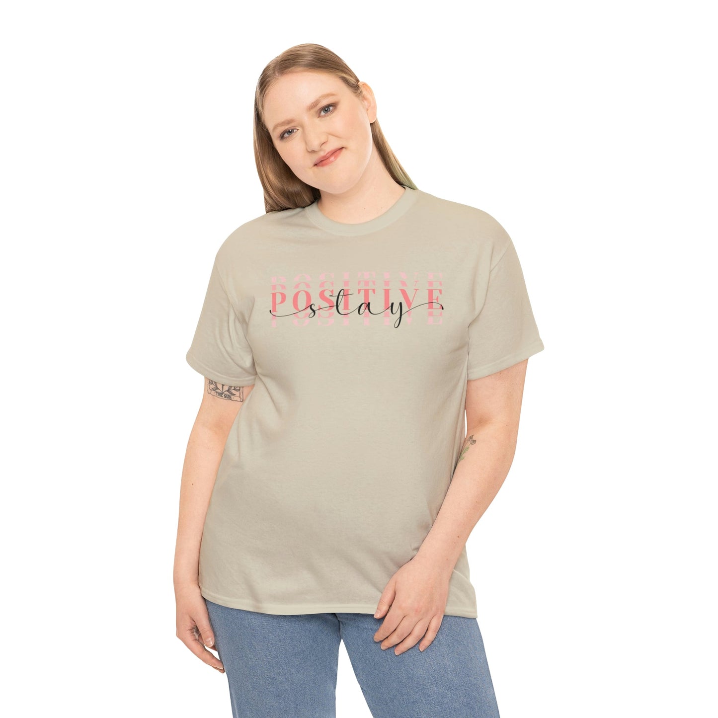 Stay Positive Short Sleeve Cotton T-Shirt - numonet