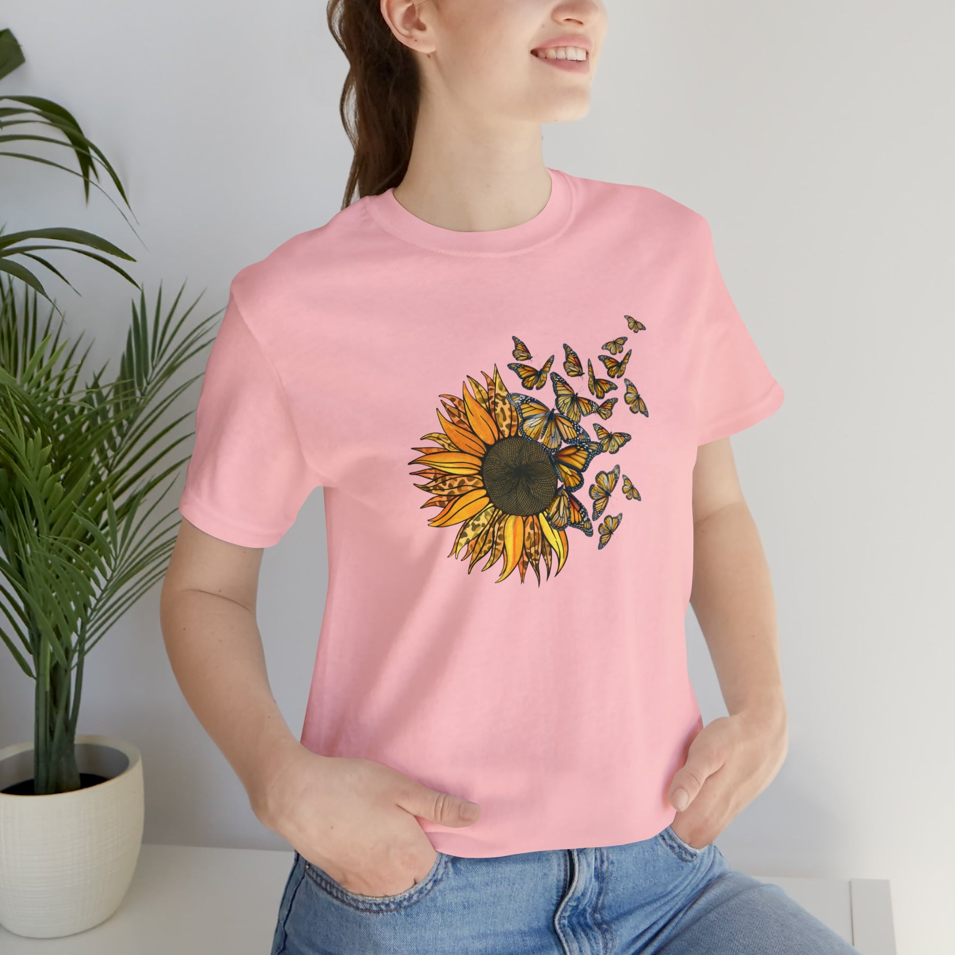Sunflower and Butterflies Short Sleeve Tee - numonet